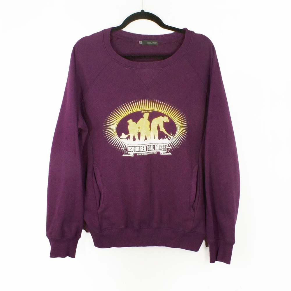 Dsquared Coal Miner Canadian Purple Long Sleeve Pullover Sweatshirt